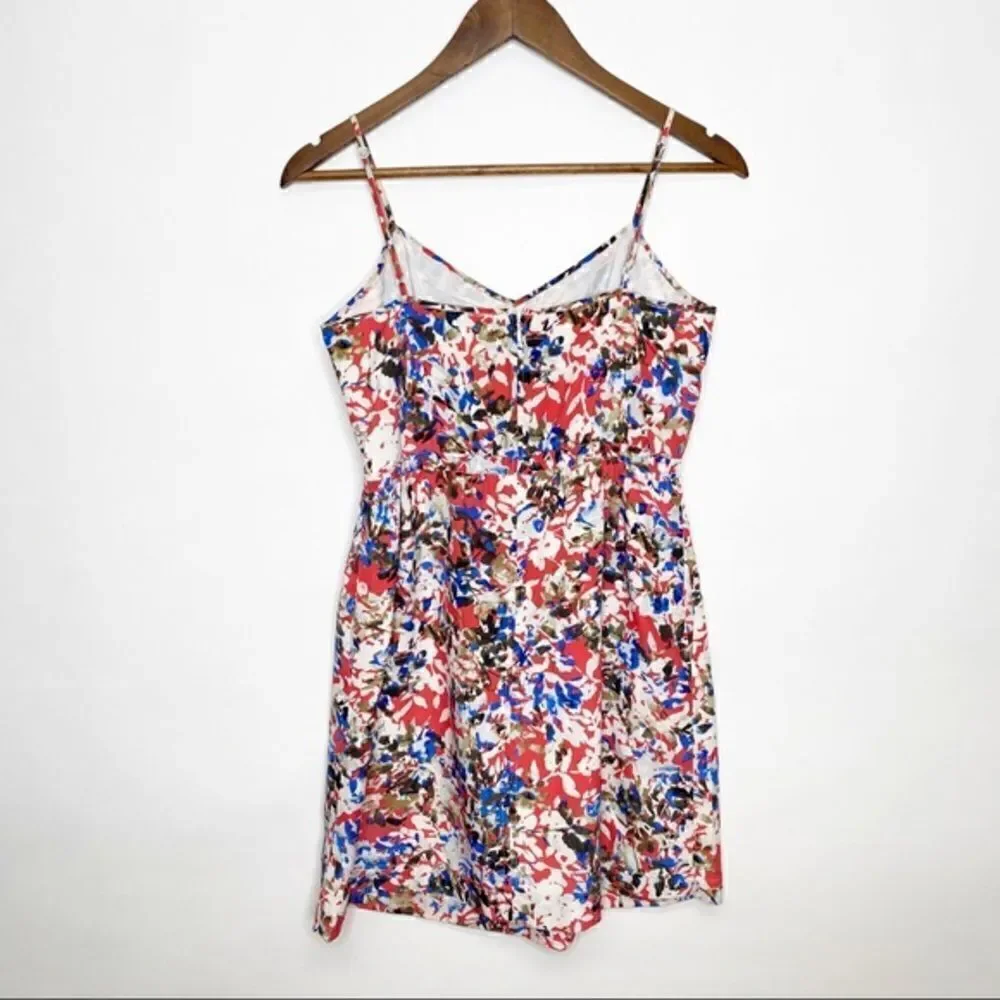 J. Crew Printed Seaside Cami Dress Blue Red Floral Size 4